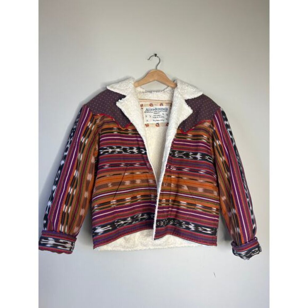 NEW Alix of Bohemia Sundowner Ochre Guatemalan Ikat Jacket Red Size: Medium - Picture 3 of 9